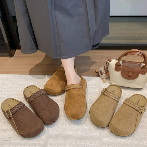 厚底內增高勃肯鞋兩穿包頭半拖鞋女款外穿2025秋季新款復古博肯鞋 厚底內增高勃肯鞋兩穿包頭半拖鞋女款外穿2025秋季新款復古博肯鞋