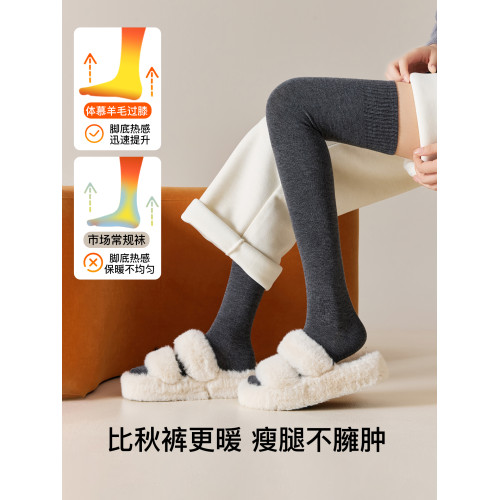羊毛過膝襪子女加長保暖秋冬護膝襪防滑大腿襪高筒腿套護膝蓋襪套