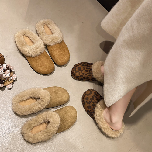 巨好看厚底加絨勃肯鞋包頭半拖鞋女外穿2025新款秋冬天毛毛棉拖鞋