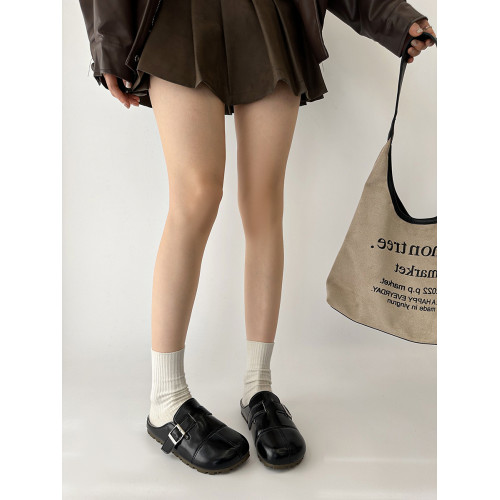 一腳蹬包頭半拖鞋女2025年秋季新款百搭休閒一字釦厚底皮面勃肯鞋 一腳蹬包頭半拖鞋女2025年秋季新款百搭休閒一字釦厚底皮面勃肯鞋