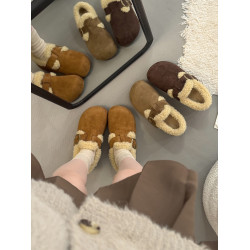 加絨保暖勃肯鞋女2025新款冬季加厚雪地靴復古內增高單鞋軟底棉鞋