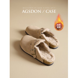 加絨勃肯鞋女冬季厚底雪地靴2025新款半拖棉鞋加厚包頭毛毛女鞋子