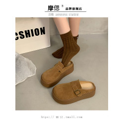 厚底增高包頭半拖鞋女外穿2025新款春季勃肯鞋一腳蹬博肯鞋涼拖鞋