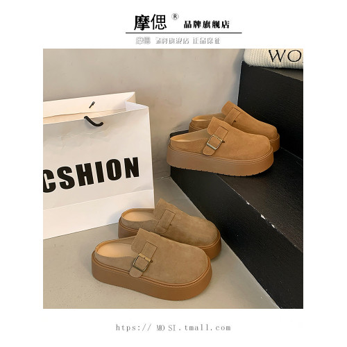 厚底增高包頭半拖鞋女外穿2025新款春季勃肯鞋一腳蹬博肯鞋涼拖鞋