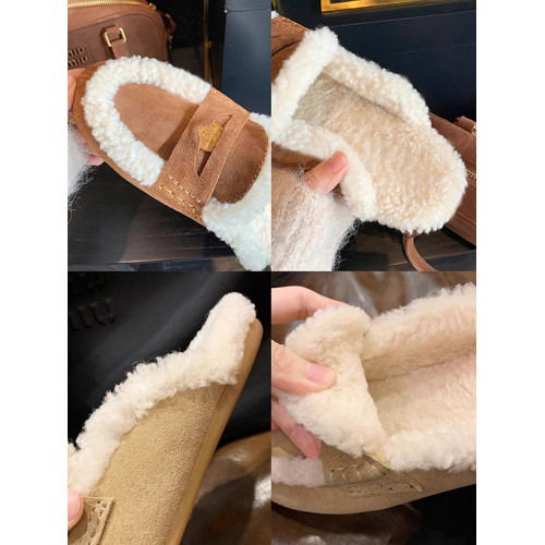 真皮~min家金幣包頭穆勒羊羔毛毛半拖女秋冬外穿休閒保暖拖鞋平底 真皮~min家金幣包頭穆勒羊羔毛毛半拖女秋冬外穿休閒保暖拖鞋平底