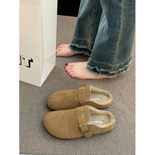 真皮勃肯鞋女加絨包頭半拖鞋外穿毛毛拖鞋2025新款秋冬季博肯棉拖 真皮勃肯鞋女加絨包頭半拖鞋外穿毛毛拖鞋2025新款秋冬季博肯棉拖