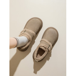 奧古獅登加絨加厚勃肯鞋女2025新款冬季厚底毛毛棉鞋子保暖雪地靴