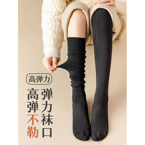 帕蘭朵過膝襪子女長筒襪秋冬新款加絨加厚小腿襪毛圈長襪護膝襪套