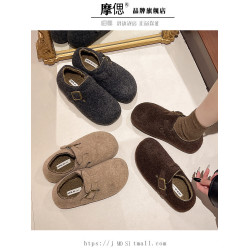 內增高厚底加絨勃肯鞋一腳蹬毛毛鞋2025新款秋冬博肯單鞋豆豆棉鞋