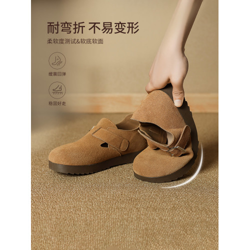 ZHR真皮勃肯鞋女款2025秋冬新款復古超火軟底博肯鞋單鞋全包厚底 ZHR真皮勃肯鞋女款2025秋冬新款復古超火軟底博肯鞋單鞋全包厚底