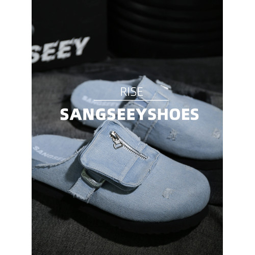 Sangseey5CM勃肯鞋透氣吸汗包頭厚底半拖鞋男水洗復古一腳蹬女鞋 Sangseey5CM勃肯鞋透氣吸汗包頭厚底半拖鞋男水洗復古一腳蹬女鞋