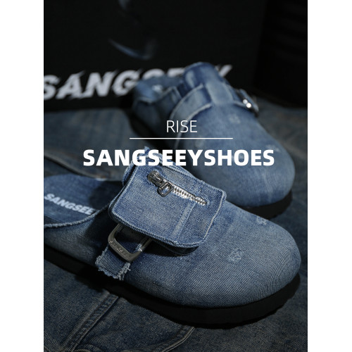 Sangseey5CM勃肯鞋透氣吸汗包頭厚底半拖鞋男水洗復古一腳蹬女鞋 Sangseey5CM勃肯鞋透氣吸汗包頭厚底半拖鞋男水洗復古一腳蹬女鞋