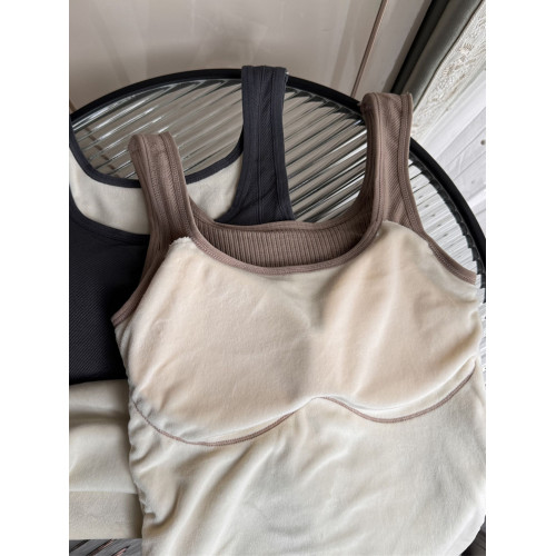 保暖吊帶背心女加絨加厚美背帶胸墊修身顯瘦打底無袖上衣女秋冬季 保暖吊帶背心女加絨加厚美背帶胸墊修身顯瘦打底無袖上衣女秋冬季