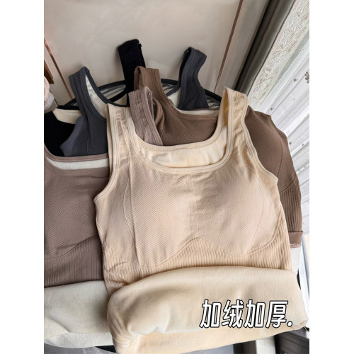 保暖吊帶背心女加絨加厚美背帶胸墊修身顯瘦打底無袖上衣女秋冬季 保暖吊帶背心女加絨加厚美背帶胸墊修身顯瘦打底無袖上衣女秋冬季