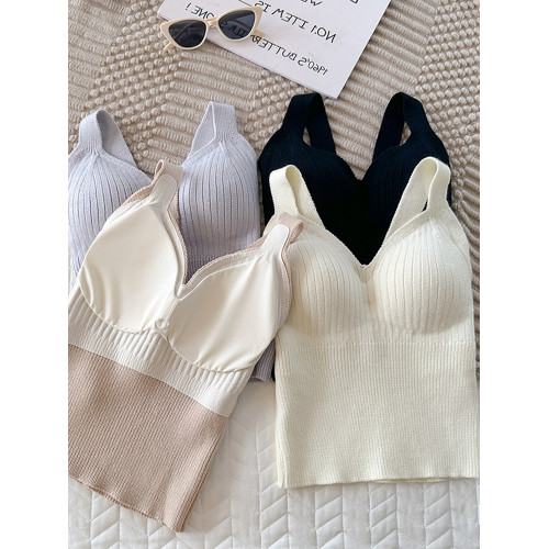 軟糯糯帶胸墊一體式免穿文胸無痕吊帶背心保暖內衣女內搭打底上衣 軟糯糯帶胸墊一體式免穿文胸無痕吊帶背心保暖內衣女內搭打底上衣