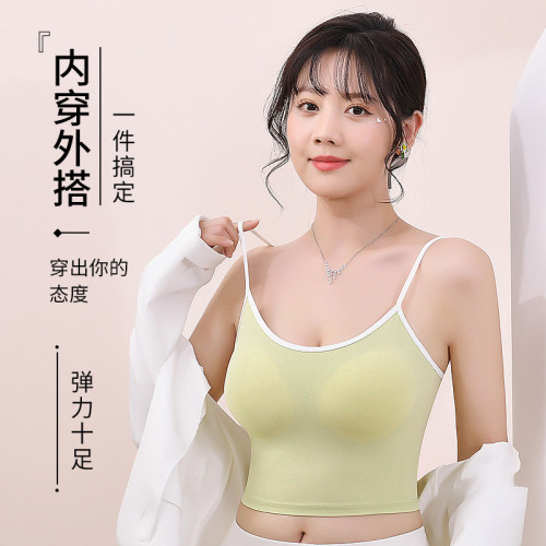 春夏新款冰絲帶胸墊美背文胸女運動打底內衣吊帶背心裹胸 春夏新款冰絲帶胸墊美背文胸女運動打底內衣吊帶背心裹胸