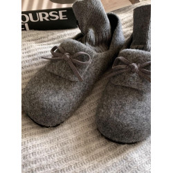 秋冬保護色~松弛感滿滿文藝復古毛呢勃肯鞋女2025加絨一腳蹬單鞋