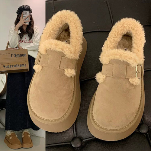 厚底勃肯鞋女冬加絨雪地靴2025年新款美拉德樂福鞋一腳蹬保暖棉鞋 厚底勃肯鞋女冬加絨雪地靴2025年新款美拉德樂福鞋一腳蹬保暖棉鞋