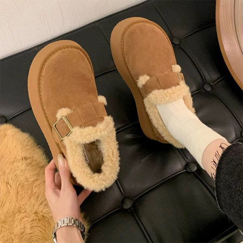 厚底勃肯鞋女冬加絨雪地靴2025年新款美拉德樂福鞋一腳蹬保暖棉鞋 厚底勃肯鞋女冬加絨雪地靴2025年新款美拉德樂福鞋一腳蹬保暖棉鞋