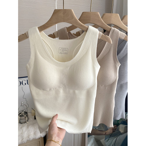 磨毛帶胸墊吊帶背心女文胸一體內衣秋冬加絨保暖舒適內搭打底上衣 磨毛帶胸墊吊帶背心女文胸一體內衣秋冬加絨保暖舒適內搭打底上衣