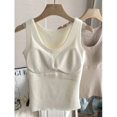 磨毛帶胸墊吊帶背心女文胸一體內衣秋冬加絨保暖舒適內搭打底上衣 磨毛帶胸墊吊帶背心女文胸一體內衣秋冬加絨保暖舒適內搭打底上衣