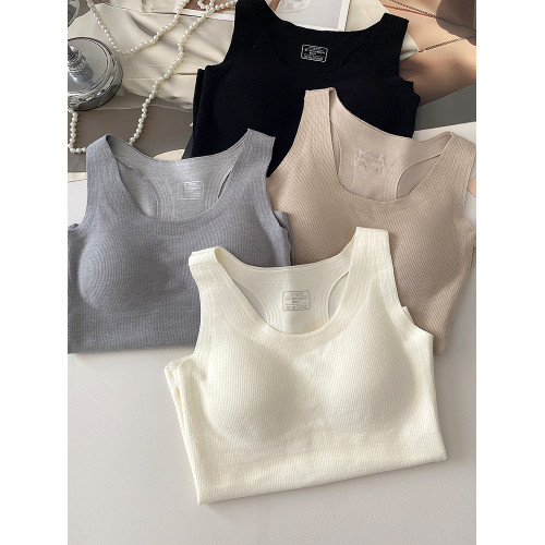 磨毛帶胸墊吊帶背心女文胸一體內衣秋冬加絨保暖舒適內搭打底上衣 磨毛帶胸墊吊帶背心女文胸一體內衣秋冬加絨保暖舒適內搭打底上衣