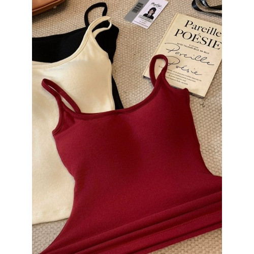 雙面磨毛絨帶胸墊內搭純欲打底吊帶背心女秋冬季加厚保暖內衣上衣 雙面磨毛絨帶胸墊內搭純欲打底吊帶背心女秋冬季加厚保暖內衣上衣