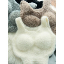 2024新款綿羊毛自髮熱保暖背心女款帶胸墊吊帶防下垂內衣秋冬季