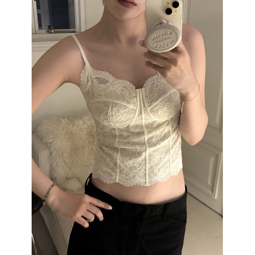 JoyceBra 純欲風蕾絲保暖背心女帶胸墊修身吊帶內搭外穿打底上衣 JoyceBra 純欲風蕾絲保暖背心女帶胸墊修身吊帶內搭外穿打底上衣