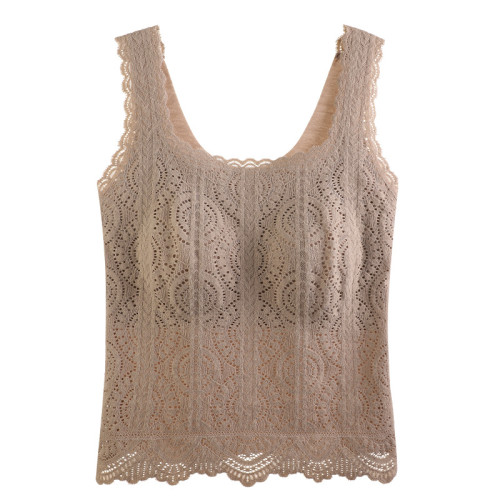 2025新款爆款法式蕾絲性感保暖吊帶背心女帶胸墊修身內搭外穿 2025新款爆款法式蕾絲性感保暖吊帶背心女帶胸墊修身內搭外穿