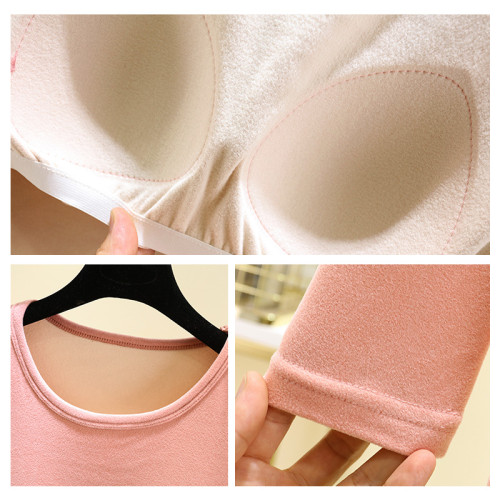 帶胸墊德絨保暖上衣女士秋冬加絨加厚髮熱圓領長袖秋衣內搭打底衫 帶胸墊德絨保暖上衣女士秋冬加絨加厚髮熱圓領長袖秋衣內搭打底衫