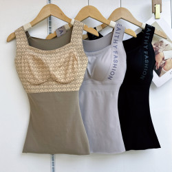 高彈強壓塑身衣上半身女塑形美體上衣秋冬保暖帶胸墊束腰收腹背心