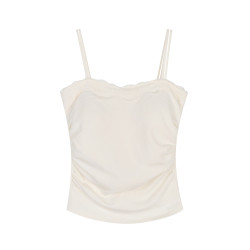 馨幫幫Bra 蕾絲花邊雙肩帶保暖背心女秋冬帶胸墊修身打底吊帶上衣