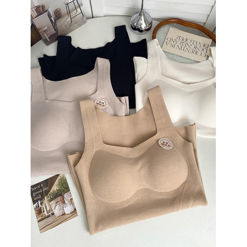 無痕磨毛保暖背心女內搭加厚貼片暖膚衣冬季加絨帶胸墊內衣打底 無痕磨毛保暖背心女內搭加厚貼片暖膚衣冬季加絨帶胸墊內衣打底