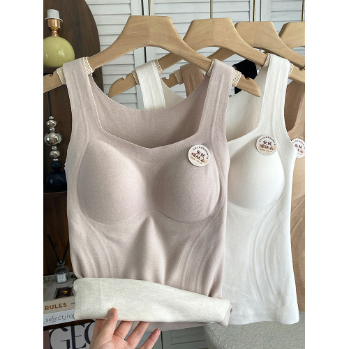 無痕磨毛保暖背心女內搭加厚貼片暖膚衣冬季加絨帶胸墊內衣打底 無痕磨毛保暖背心女內搭加厚貼片暖膚衣冬季加絨帶胸墊內衣打底