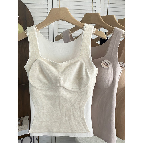 無痕磨毛保暖背心女內搭加厚貼片暖膚衣冬季加絨帶胸墊內衣打底 無痕磨毛保暖背心女內搭加厚貼片暖膚衣冬季加絨帶胸墊內衣打底