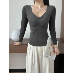 德絨蠶絲髮熱保暖內衣女秋冬季帶胸墊一體免穿文胸內搭打底衫秋衣