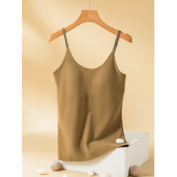 德絨保暖內衣女冬加絨加厚背心內搭秋衣無痕帶胸墊吊帶上衣打底衫