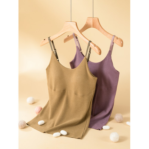 德絨保暖內衣女冬加絨加厚背心內搭秋衣無痕帶胸墊吊帶上衣打底衫 德絨保暖內衣女冬加絨加厚背心內搭秋衣無痕帶胸墊吊帶上衣打底衫