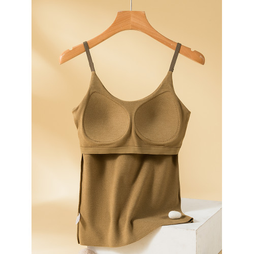 德絨保暖內衣女冬加絨加厚背心內搭秋衣無痕帶胸墊吊帶上衣打底衫 德絨保暖內衣女冬加絨加厚背心內搭秋衣無痕帶胸墊吊帶上衣打底衫