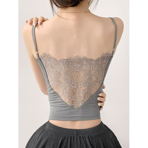 新款百搭帶胸墊純欲方領內搭吊帶背心女春秋蕾絲美背顯瘦外穿 新款百搭帶胸墊純欲方領內搭吊帶背心女春秋蕾絲美背顯瘦外穿