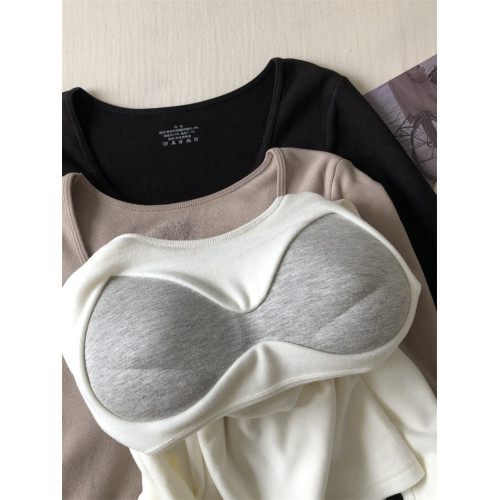 暖暖小火爐~版型超顯瘦!大U領帶胸墊加厚髮熱磨毛保暖內衣打底衣 暖暖小火爐~版型超顯瘦!大U領帶胸墊加厚髮熱磨毛保暖內衣打底衣