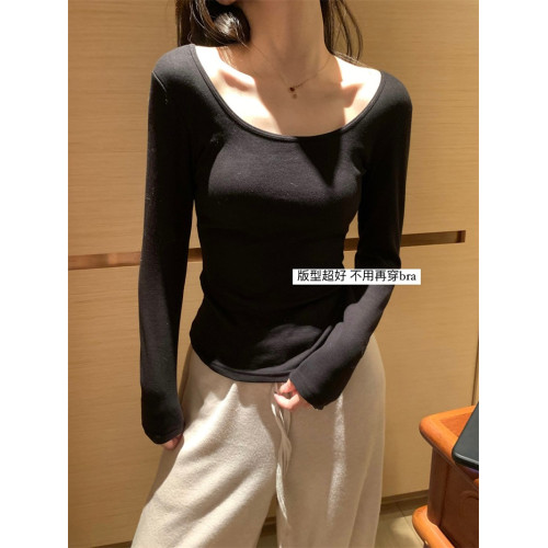 暖暖小火爐~版型超顯瘦!大U領帶胸墊加厚髮熱磨毛保暖內衣打底衣 暖暖小火爐~版型超顯瘦!大U領帶胸墊加厚髮熱磨毛保暖內衣打底衣