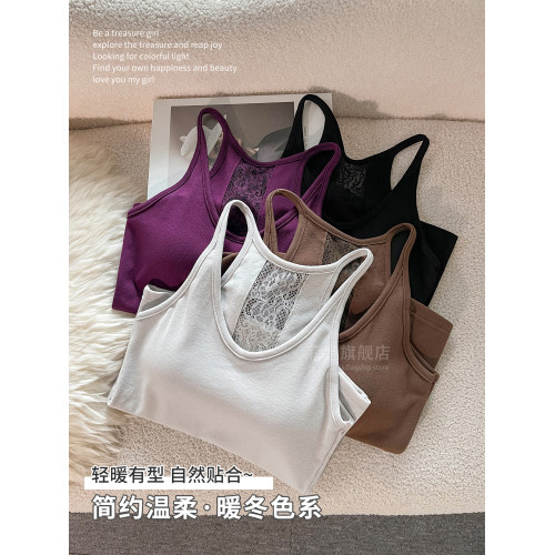 秋冬季保暖背心女士內搭內衣帶胸墊美背打底防寒德絨磨毛上衣吊帶 秋冬季保暖背心女士內搭內衣帶胸墊美背打底防寒德絨磨毛上衣吊帶