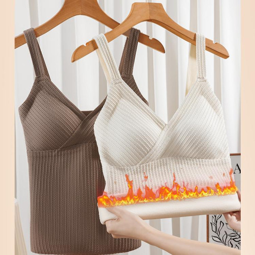 德絨加厚防寒保暖背心女帶胸墊一體式秋冬大碼顯瘦磨毛無痕打底衫 德絨加厚防寒保暖背心女帶胸墊一體式秋冬大碼顯瘦磨毛無痕打底衫