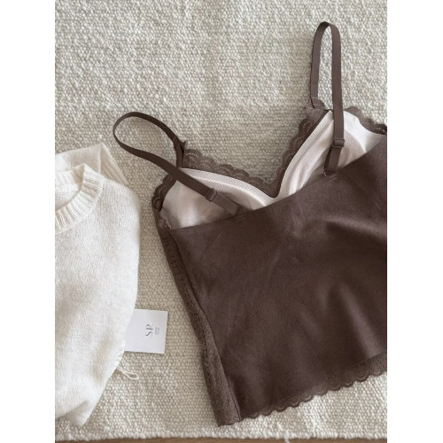 毛絨絨蕾絲法式內搭美背內衣女帶胸墊顯瘦吊帶背心可外穿保暖打底 毛絨絨蕾絲法式內搭美背內衣女帶胸墊顯瘦吊帶背心可外穿保暖打底