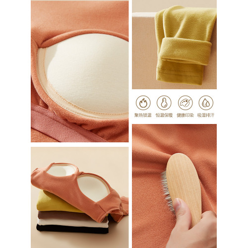 高領保暖內衣女冬季加絨加厚帶胸墊長袖T恤內搭秋衣免文胸打底衫 高領保暖內衣女冬季加絨加厚帶胸墊長袖T恤內搭秋衣免文胸打底衫