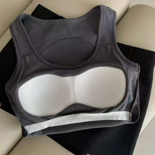 韓社修身內搭王磨毛髮熱內衣女秋冬舒適固定杯遮腐乳保暖背心上衣 韓社修身內搭王磨毛髮熱內衣女秋冬舒適固定杯遮腐乳保暖背心上衣