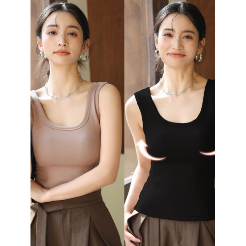 石墨烯保暖背心秋冬內搭羽絨貼片帶胸墊一體免穿文胸內衣女 石墨烯保暖背心秋冬內搭羽絨貼片帶胸墊一體免穿文胸內衣女