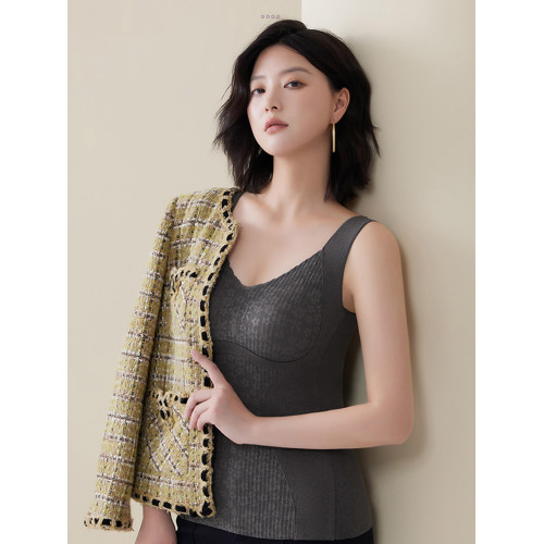 蕾絲髮熱保暖背心女帶胸墊2025年秋冬一體式內搭吊帶內衣收腹打底 蕾絲髮熱保暖背心女帶胸墊2025年秋冬一體式內搭吊帶內衣收腹打底